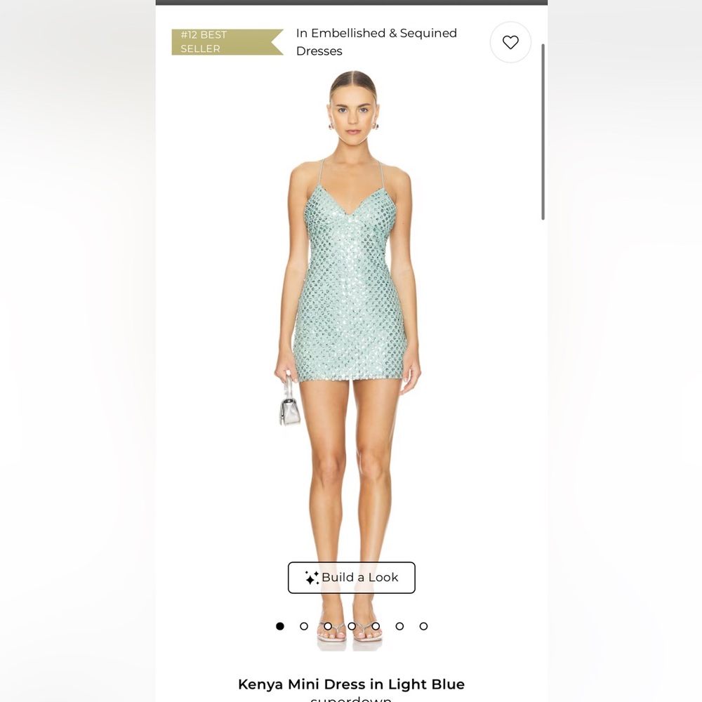 SUPERDOWN Light Blue Sequined Mini Dress